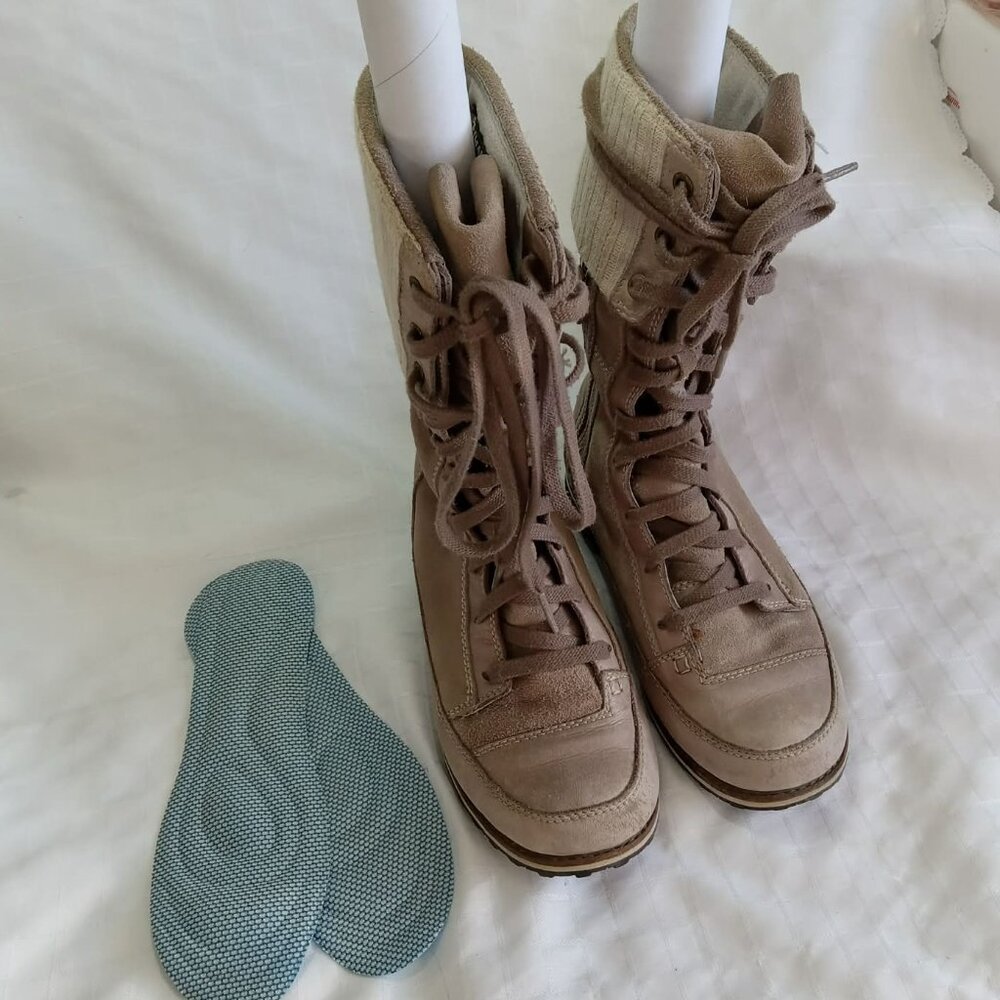 The North Face Primaloft Ice Pick Women's Winter Boots Size 37.5 Leather Taupe